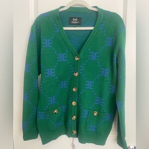 ELLandEMM Green and Blue Knit Cardigan